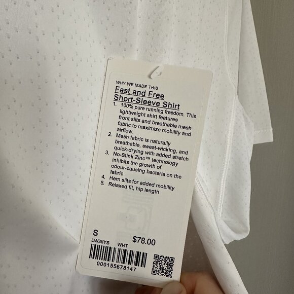 Lululemon •  Fast and Free Short-Sleeve Shirt • White • Small • NWT - Picture 10 of 13
